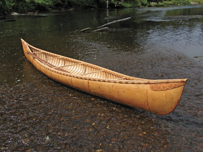 The 18-foot canoe on the Nashwaak River.  Photo by Darel Gabriel Bridges